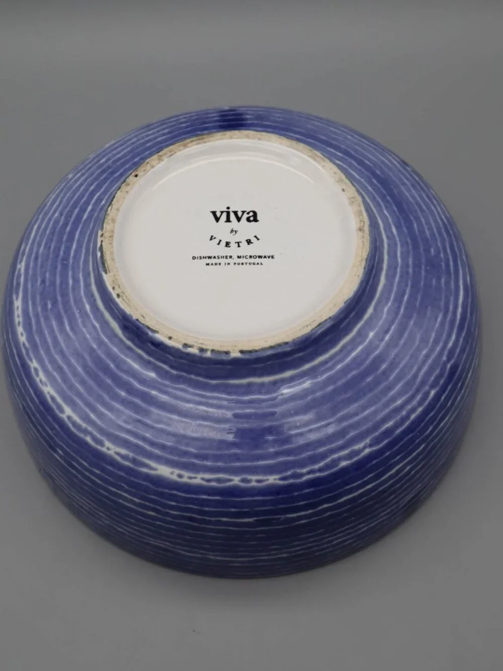 Viva Vietri Santorini Mosaic Blue Stripe Medium Footed Serving Bowl 8